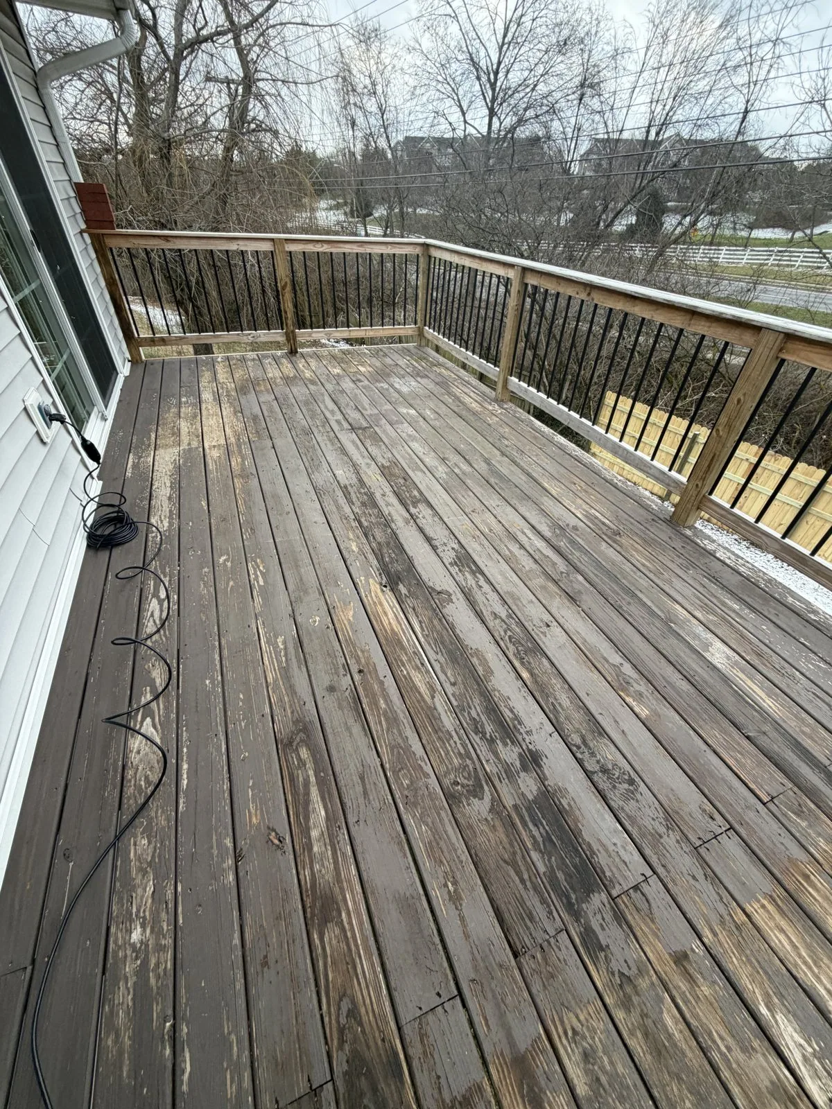 Wood deck before an Arorix deck-staining project in Lexington Kentucky