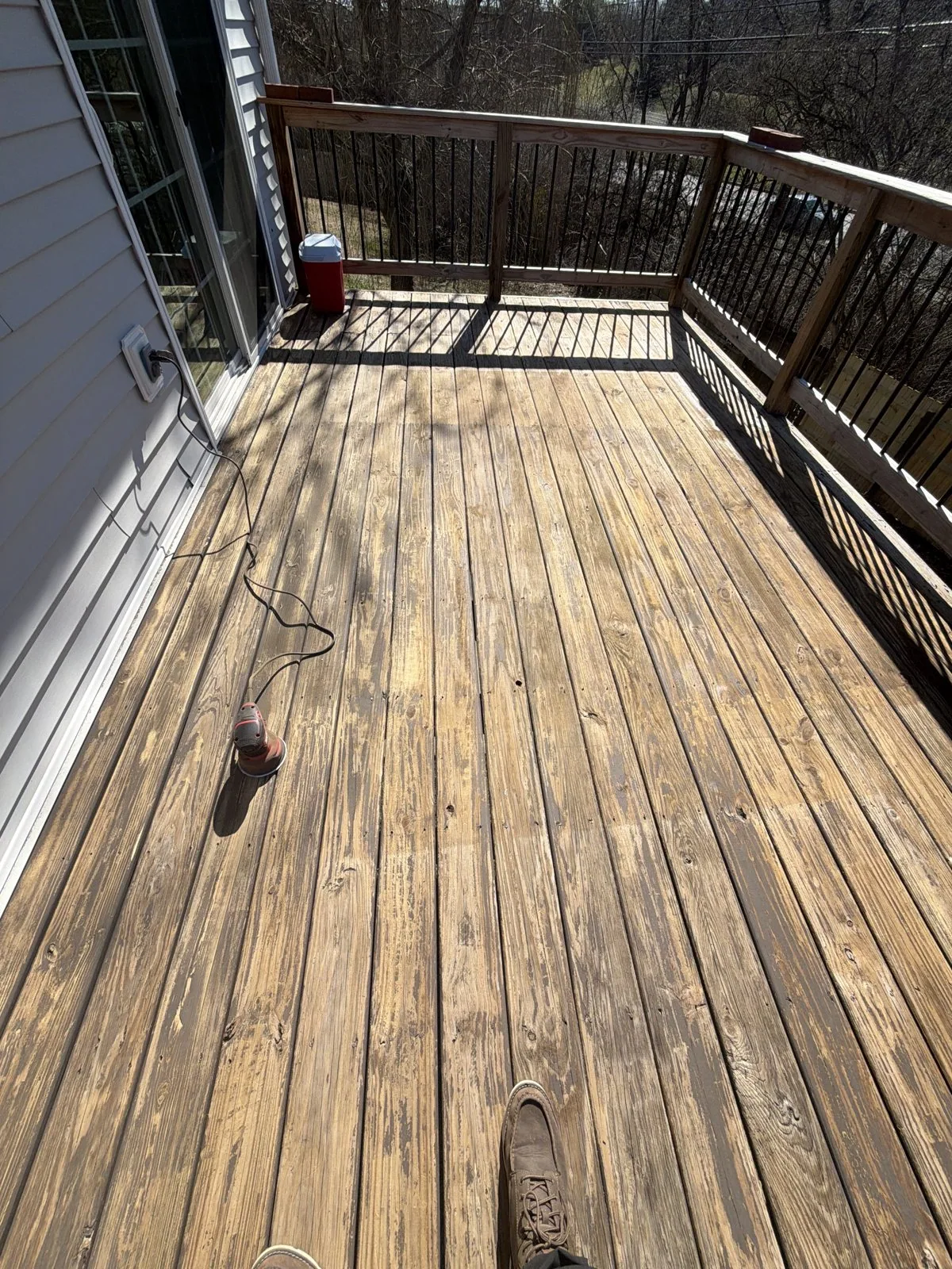 Wood deck prepared for staining by Arorix Home Solutions in Lexington Kentucky