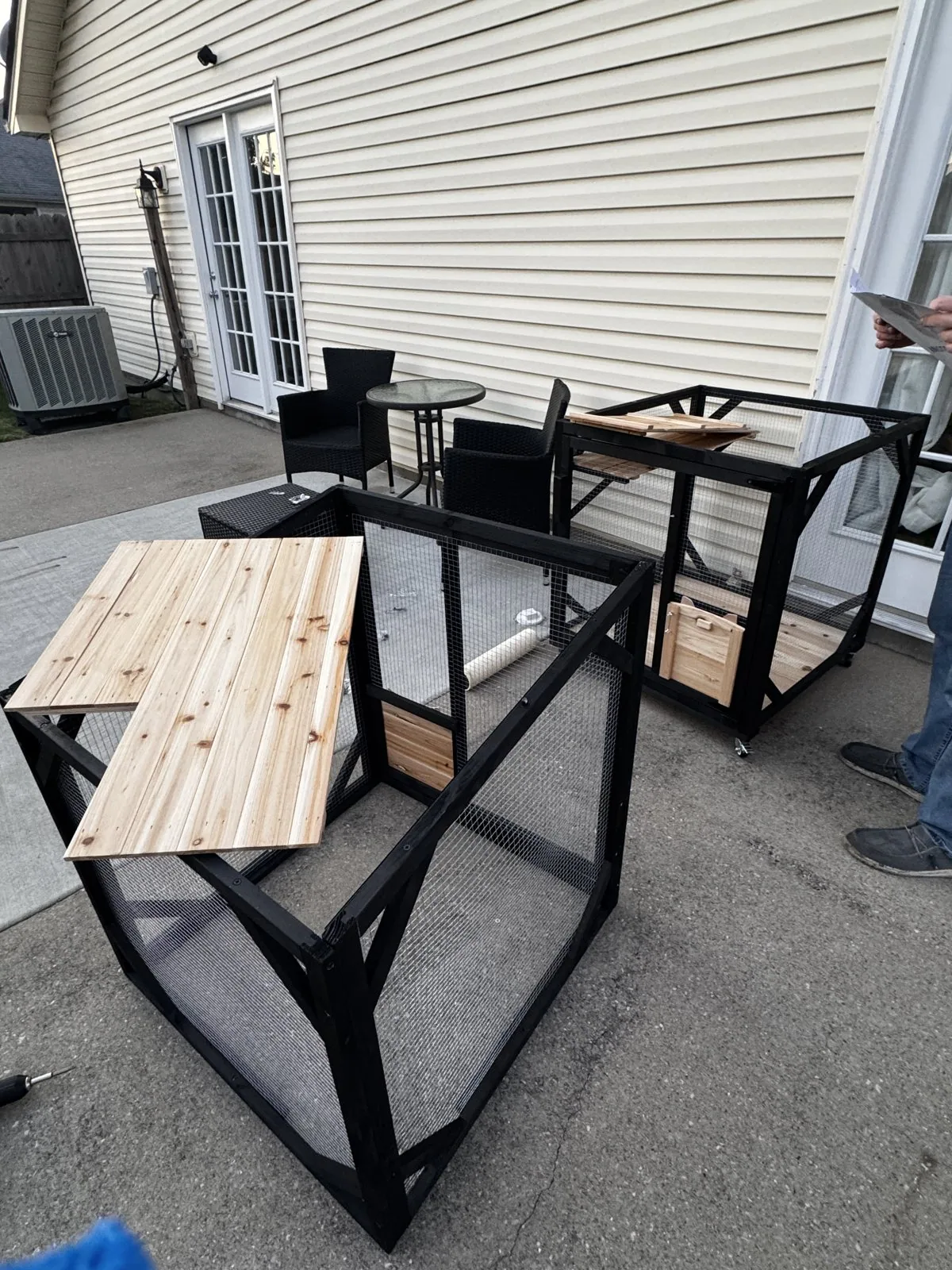 Bench components during furniture assembly by Arorix Home Solutions in Lexington Kentucky