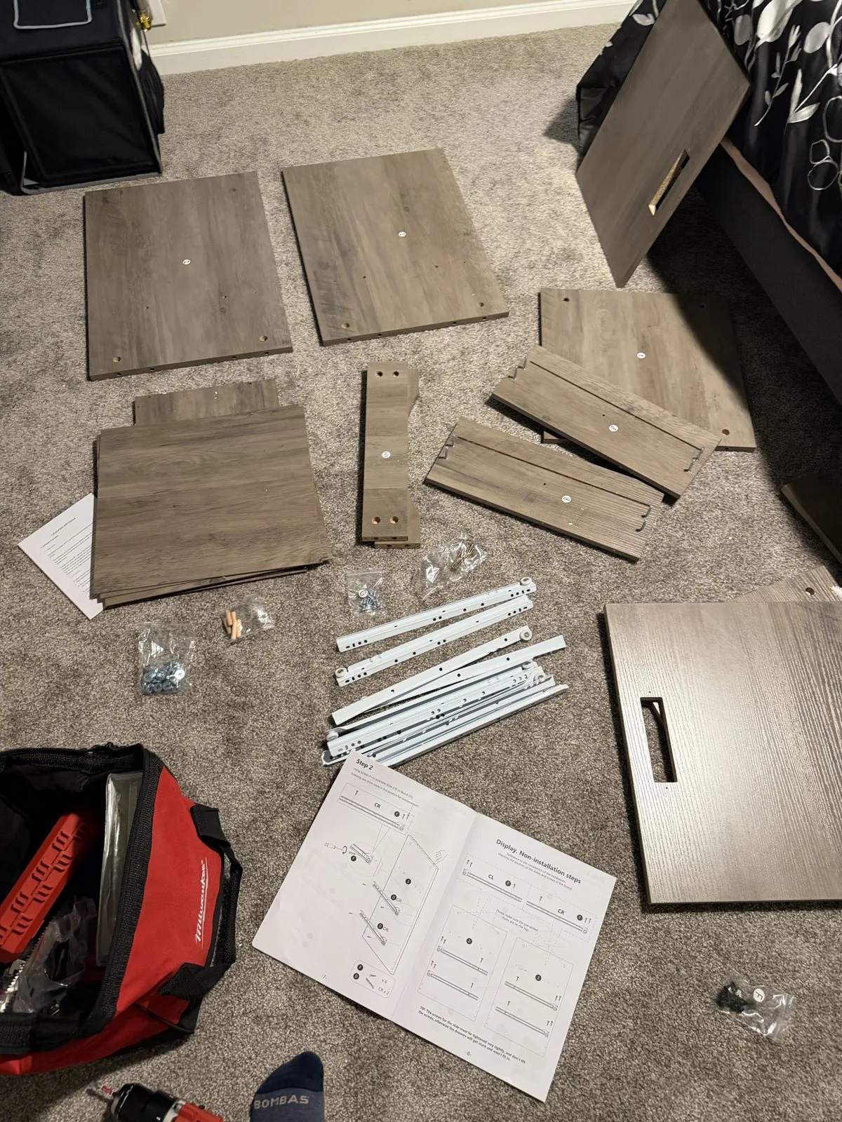 Desk components during furniture assembly by Arorix Home Solutions in Lexington Kentucky