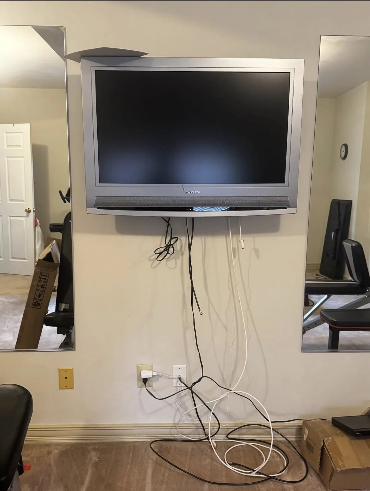 Television installation documented before final cable organization in Lexington Kentucky